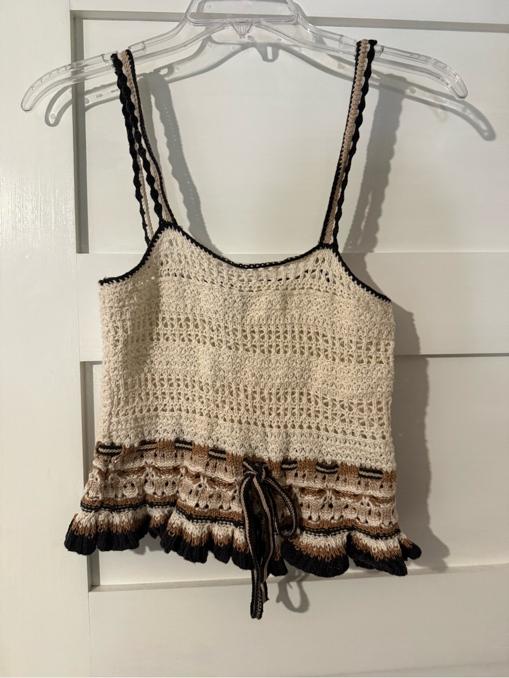 American Eagle Crochet Knit Tank Top Boho Y2K Sz M
